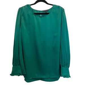 Kelly Green Ruffled Cuff Long Sleeve Blouse NWOT